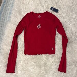 Womens Hollister Red Dragon Embroidered Shirt